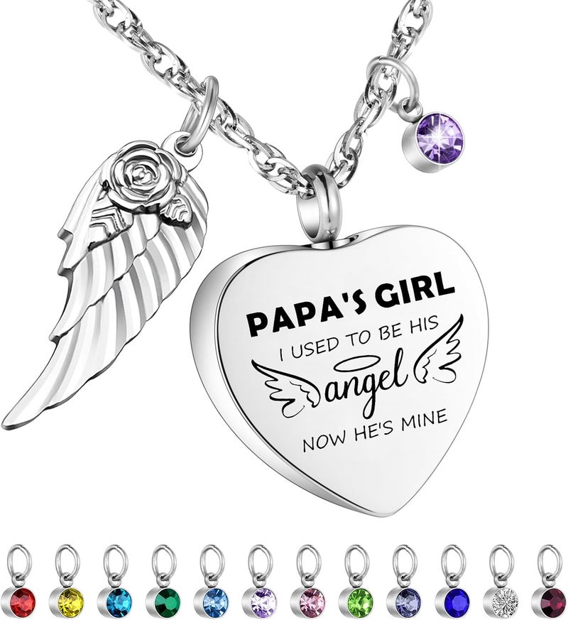 Dletay Heart Urn Necklace for Human Ashes Cremation Jewelry with 12 Birthstones Cremation Necklace for Ashes - Image 1